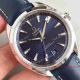 2017 Swiss Fake Omega Seamaster Stainless Steel Blue Dial Blue Leather Strap Watch (5)_th.jpg